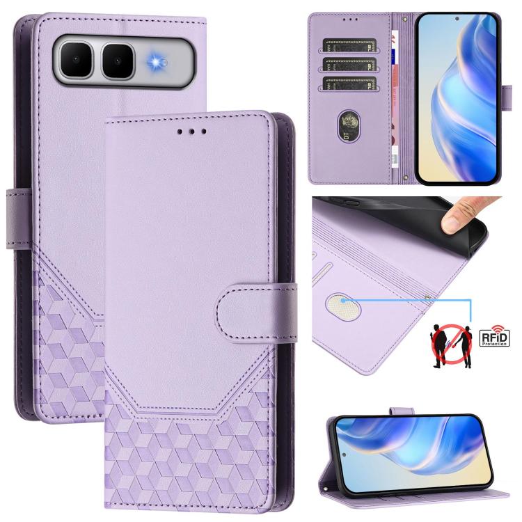 Honeycomb Embossing RFID Leather Phone Case, For Infinix GT 50 Pro 5G, For Infinix Note Edge 5G Global, For Infinix Smart 20 4G / X6840, For Infinix Note 60 5G / Note 60 Pro 5G, For Infinix Hot 60i 5G / Tecno Spark Go 5G, For Infinix Smart 10 Plus     ...
