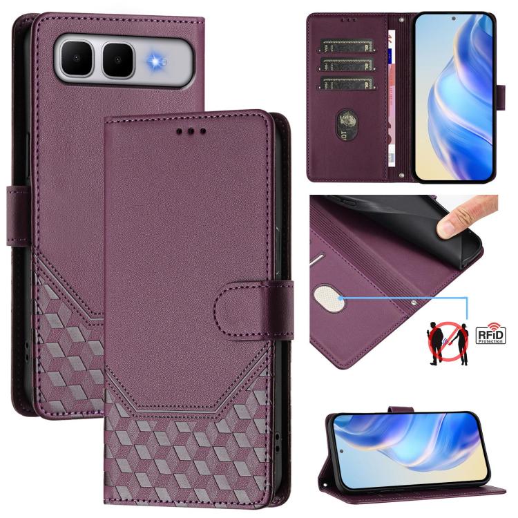 Honeycomb Embossing RFID Leather Phone Case, For Infinix GT 50 Pro 5G, For Infinix Note Edge 5G Global, For Infinix Smart 20 4G / X6840, For Infinix Note 60 5G / Note 60 Pro 5G, For Infinix Hot 60i 5G / Tecno Spark Go 5G, For Infinix Smart 10 Plus     ...