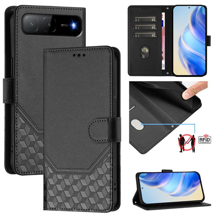 Honeycomb Embossing RFID Leather Phone Case, For Infinix GT 50 Pro 5G, For Infinix Note Edge 5G Global, For Infinix Smart 20 4G / X6840, For Infinix Note 60 5G / Note 60 Pro 5G, For Infinix Hot 60i 5G / Tecno Spark Go 5G, For Infinix Smart 10 Plus     ...