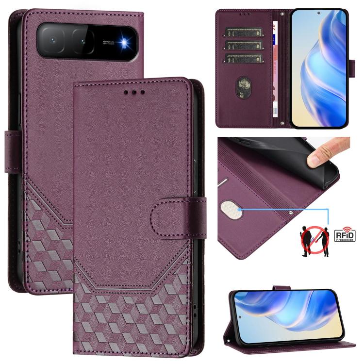 Honeycomb Embossing RFID Leather Phone Case, For Infinix GT 50 Pro 5G, For Infinix Note Edge 5G Global, For Infinix Smart 20 4G / X6840, For Infinix Note 60 5G / Note 60 Pro 5G, For Infinix Hot 60i 5G / Tecno Spark Go 5G, For Infinix Smart 10 Plus     ...