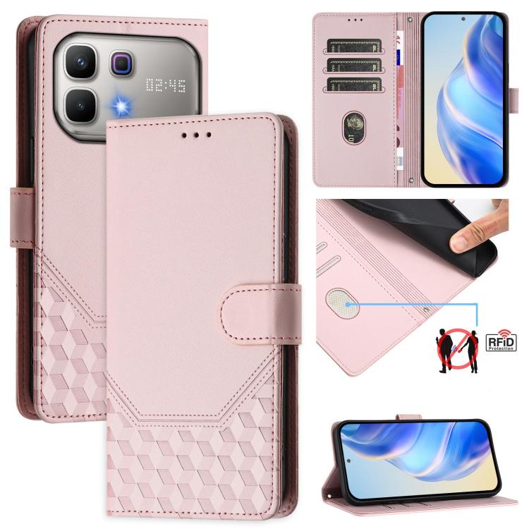 Honeycomb Embossing RFID Leather Phone Case, For Infinix GT 50 Pro 5G, For Infinix Note Edge 5G Global, For Infinix Smart 20 4G / X6840, For Infinix Note 60 5G / Note 60 Pro 5G, For Infinix Hot 60i 5G / Tecno Spark Go 5G, For Infinix Smart 10 Plus     ...