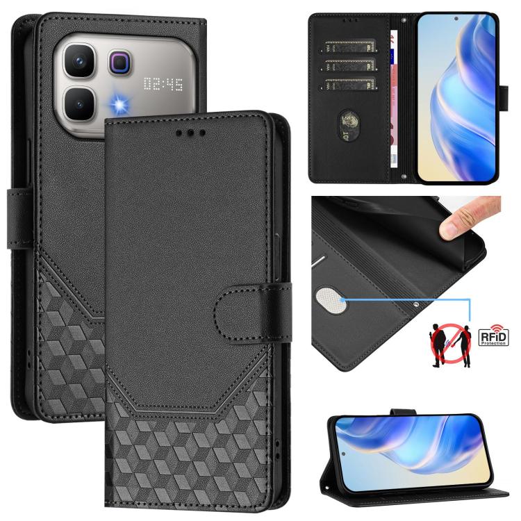Honeycomb Embossing RFID Leather Phone Case, For Infinix GT 50 Pro 5G, For Infinix Note Edge 5G Global, For Infinix Smart 20 4G / X6840, For Infinix Note 60 5G / Note 60 Pro 5G, For Infinix Hot 60i 5G / Tecno Spark Go 5G, For Infinix Smart 10 Plus     ...