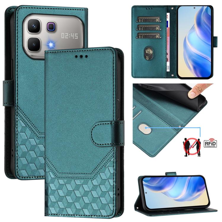 Honeycomb Embossing RFID Leather Phone Case, For Infinix GT 50 Pro 5G, For Infinix Note Edge 5G Global, For Infinix Smart 20 4G / X6840, For Infinix Note 60 5G / Note 60 Pro 5G, For Infinix Hot 60i 5G / Tecno Spark Go 5G, For Infinix Smart 10 Plus     ...