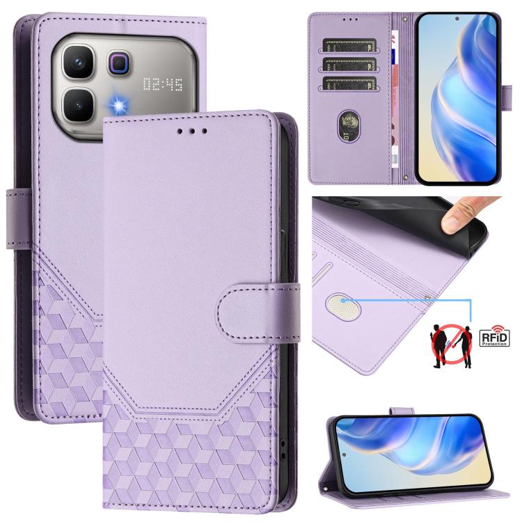 Honeycomb Embossing RFID Leather Phone Case, For Infinix GT 50 Pro 5G, For Infinix Note Edge 5G Global, For Infinix Smart 20 4G / X6840, For Infinix Note 60 5G / Note 60 Pro 5G, For Infinix Hot 60i 5G / Tecno Spark Go 5G, For Infinix Smart 10 Plus     ...