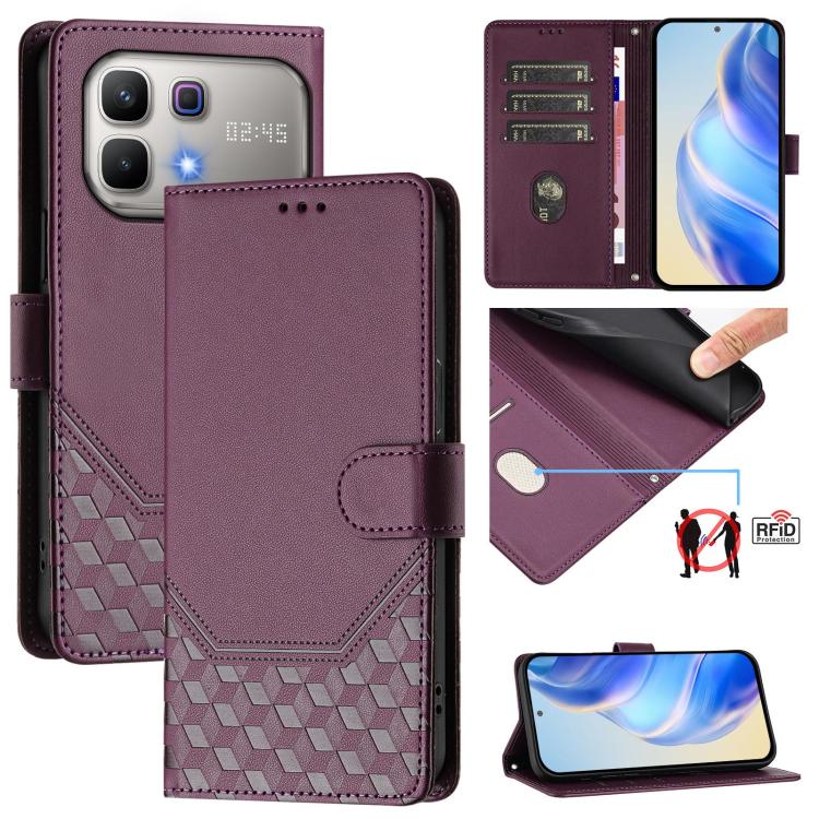 Honeycomb Embossing RFID Leather Phone Case, For Infinix GT 50 Pro 5G, For Infinix Note Edge 5G Global, For Infinix Smart 20 4G / X6840, For Infinix Note 60 5G / Note 60 Pro 5G, For Infinix Hot 60i 5G / Tecno Spark Go 5G, For Infinix Smart 10 Plus     ...