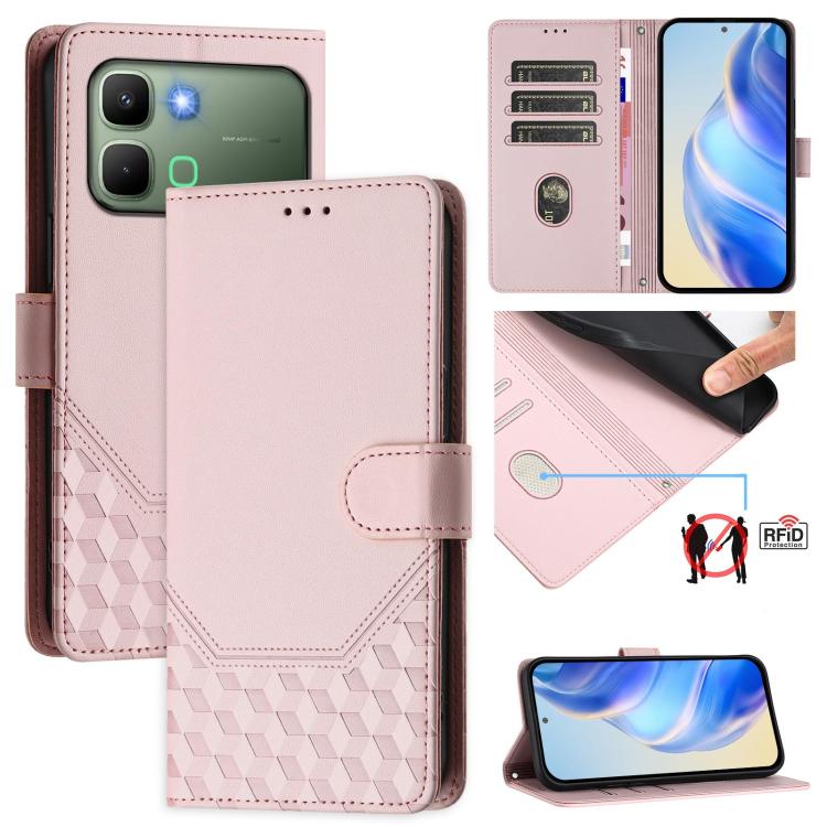 Honeycomb Embossing RFID Leather Phone Case, For Infinix GT 50 Pro 5G, For Infinix Note Edge 5G Global, For Infinix Smart 20 4G / X6840, For Infinix Note 60 5G / Note 60 Pro 5G, For Infinix Hot 60i 5G / Tecno Spark Go 5G, For Infinix Smart 10 Plus     ...