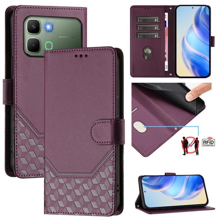 Honeycomb Embossing RFID Leather Phone Case, For Infinix GT 50 Pro 5G, For Infinix Note Edge 5G Global, For Infinix Smart 20 4G / X6840, For Infinix Note 60 5G / Note 60 Pro 5G, For Infinix Hot 60i 5G / Tecno Spark Go 5G, For Infinix Smart 10 Plus     ...