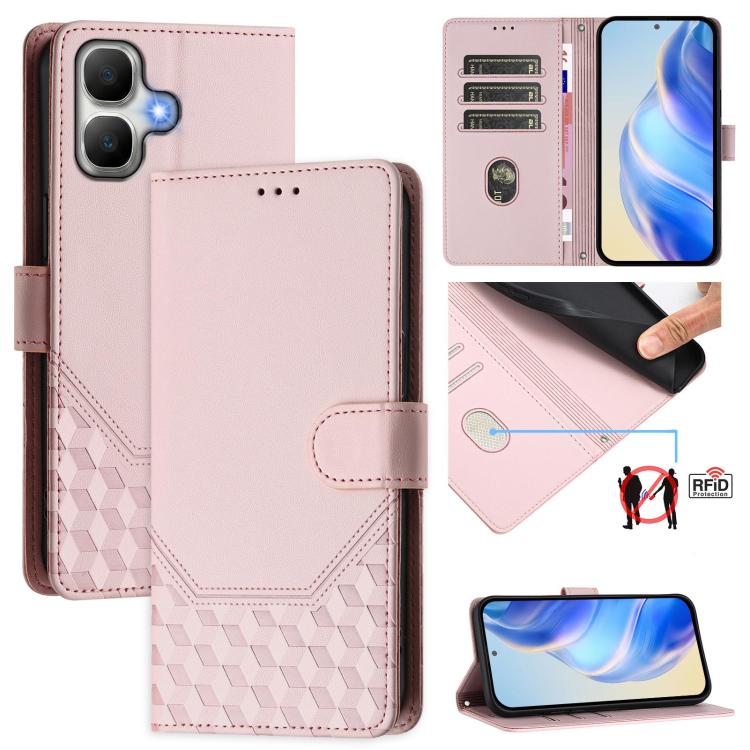 Honeycomb Embossing RFID Leather Phone Case, For Infinix GT 50 Pro 5G, For Infinix Note Edge 5G Global, For Infinix Smart 20 4G / X6840, For Infinix Note 60 5G / Note 60 Pro 5G, For Infinix Hot 60i 5G / Tecno Spark Go 5G, For Infinix Smart 10 Plus     ...