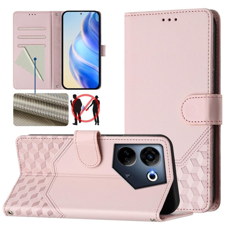 Honeycomb Embossing RFID Leather Phone Case, For Tecno Pova 5, For Tecno Camon 20 Premier 5G, For Tecno Camon 20 Pro 5G, For Tecno Camon 20 / Camon 20 Pro 4G, For Tecno Pop 7 / Pop 7 Pro, For Tecno Spark Go 2023 /  Infinix Smart 7, For Tecno Spark 10 5...