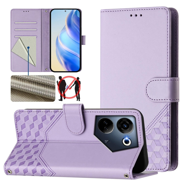Honeycomb Embossing RFID Leather Phone Case, For Tecno Pova 5, For Tecno Camon 20 Premier 5G, For Tecno Camon 20 Pro 5G, For Tecno Camon 20 / Camon 20 Pro 4G, For Tecno Pop 7 / Pop 7 Pro, For Tecno Spark Go 2023 /  Infinix Smart 7, For Tecno Spark 10 5...