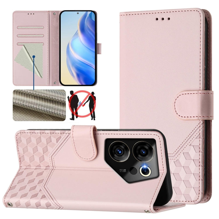Honeycomb Embossing RFID Leather Phone Case, For Tecno Pova 5, For Tecno Camon 20 Premier 5G, For Tecno Camon 20 Pro 5G, For Tecno Camon 20 / Camon 20 Pro 4G, For Tecno Pop 7 / Pop 7 Pro, For Tecno Spark Go 2023 /  Infinix Smart 7, For Tecno Spark 10 5...