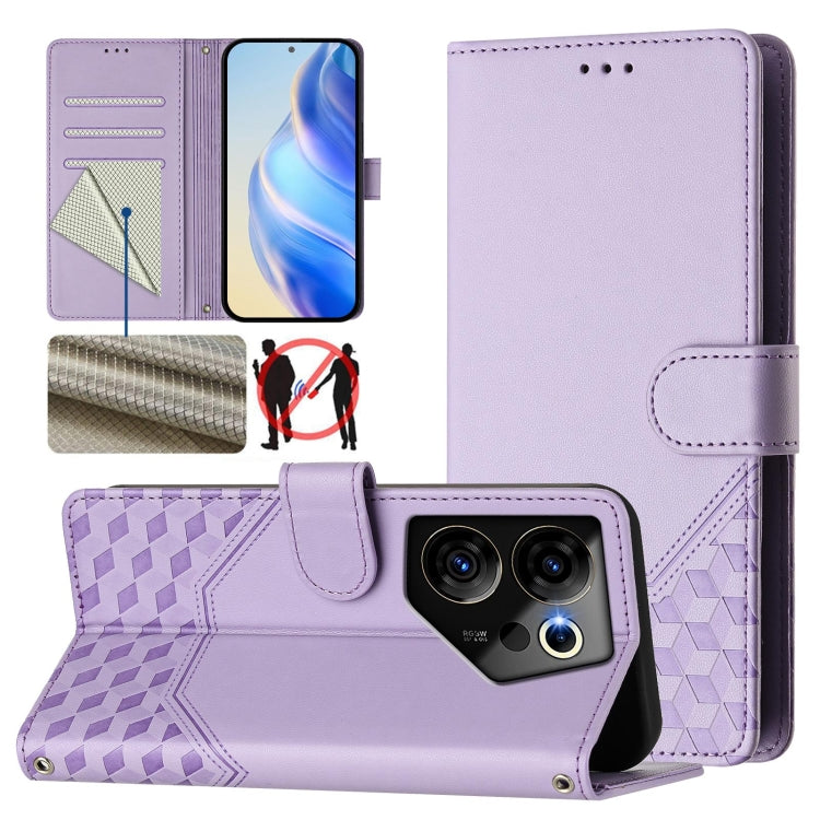 Honeycomb Embossing RFID Leather Phone Case, For Tecno Pova 5, For Tecno Camon 20 Premier 5G, For Tecno Camon 20 Pro 5G, For Tecno Camon 20 / Camon 20 Pro 4G, For Tecno Pop 7 / Pop 7 Pro, For Tecno Spark Go 2023 /  Infinix Smart 7, For Tecno Spark 10 5...
