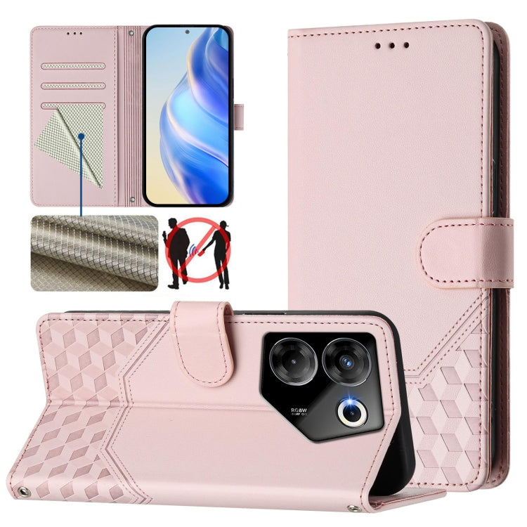 Honeycomb Embossing RFID Leather Phone Case, For Tecno Pova 5, For Tecno Camon 20 Premier 5G, For Tecno Camon 20 Pro 5G, For Tecno Camon 20 / Camon 20 Pro 4G, For Tecno Pop 7 / Pop 7 Pro, For Tecno Spark Go 2023 /  Infinix Smart 7, For Tecno Spark 10 5...