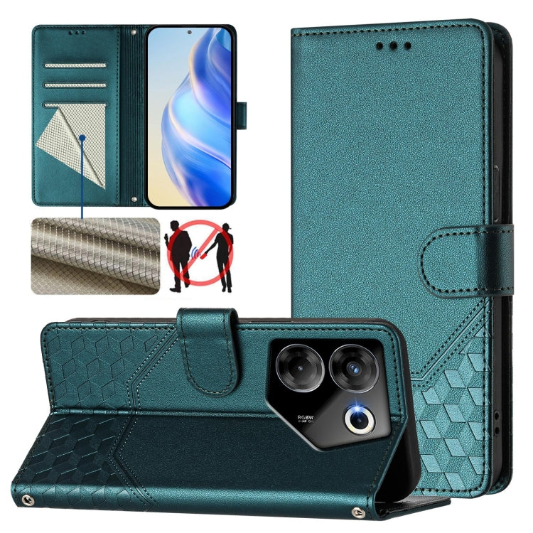 Honeycomb Embossing RFID Leather Phone Case, For Tecno Pova 5, For Tecno Camon 20 Premier 5G, For Tecno Camon 20 Pro 5G, For Tecno Camon 20 / Camon 20 Pro 4G, For Tecno Pop 7 / Pop 7 Pro, For Tecno Spark Go 2023 /  Infinix Smart 7, For Tecno Spark 10 5...