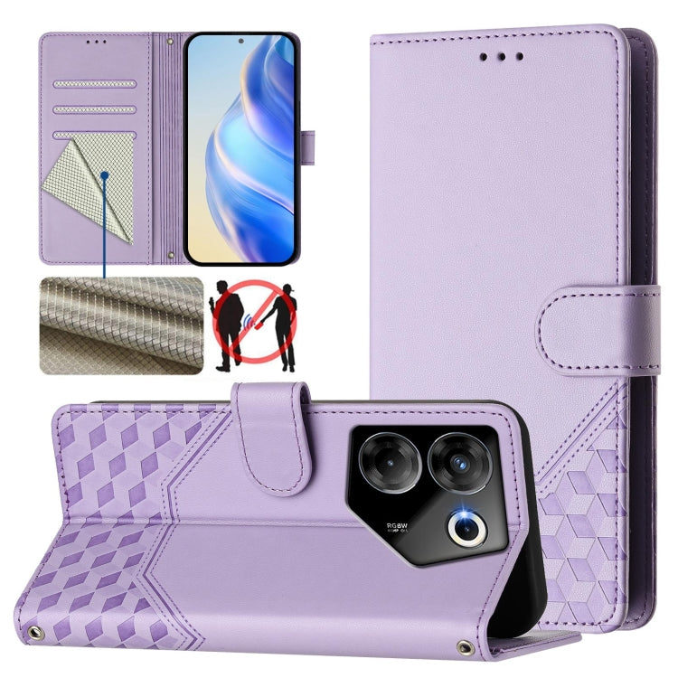 Honeycomb Embossing RFID Leather Phone Case, For Tecno Pova 5, For Tecno Camon 20 Premier 5G, For Tecno Camon 20 Pro 5G, For Tecno Camon 20 / Camon 20 Pro 4G, For Tecno Pop 7 / Pop 7 Pro, For Tecno Spark Go 2023 /  Infinix Smart 7, For Tecno Spark 10 5...