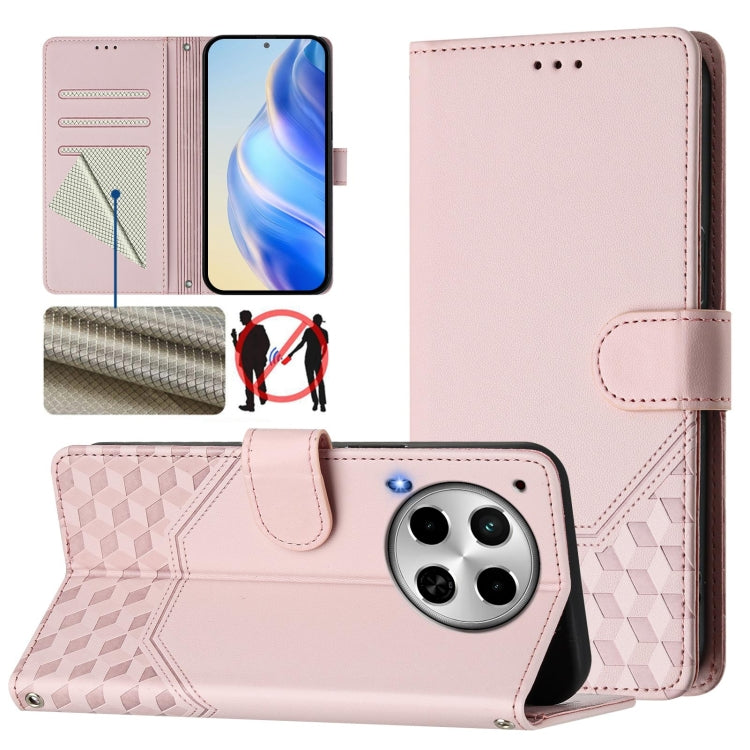 Honeycomb Embossing RFID Leather Phone Case, For Tecno Pova 6 4G, For Tecno Pova 6 5G / 6 Pro 5G, For Tecno Camon 30 Pro 5G, For Tecno Camon 30 5G / 4G, For Tecno Spark 20 Pro+ 4G, For Tecno Spark Go 2024 4G, For Tecno Pova 5 Pro 5G, For Tecno Pova Neo 3