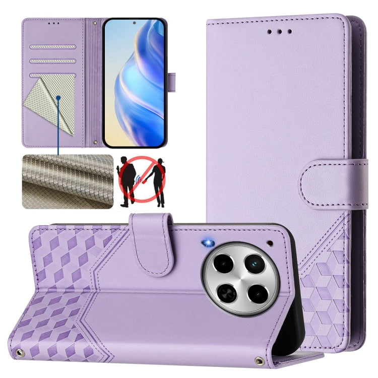 Honeycomb Embossing RFID Leather Phone Case, For Tecno Pova 6 4G, For Tecno Pova 6 5G / 6 Pro 5G, For Tecno Camon 30 Pro 5G, For Tecno Camon 30 5G / 4G, For Tecno Spark 20 Pro+ 4G, For Tecno Spark Go 2024 4G, For Tecno Pova 5 Pro 5G, For Tecno Pova Neo 3