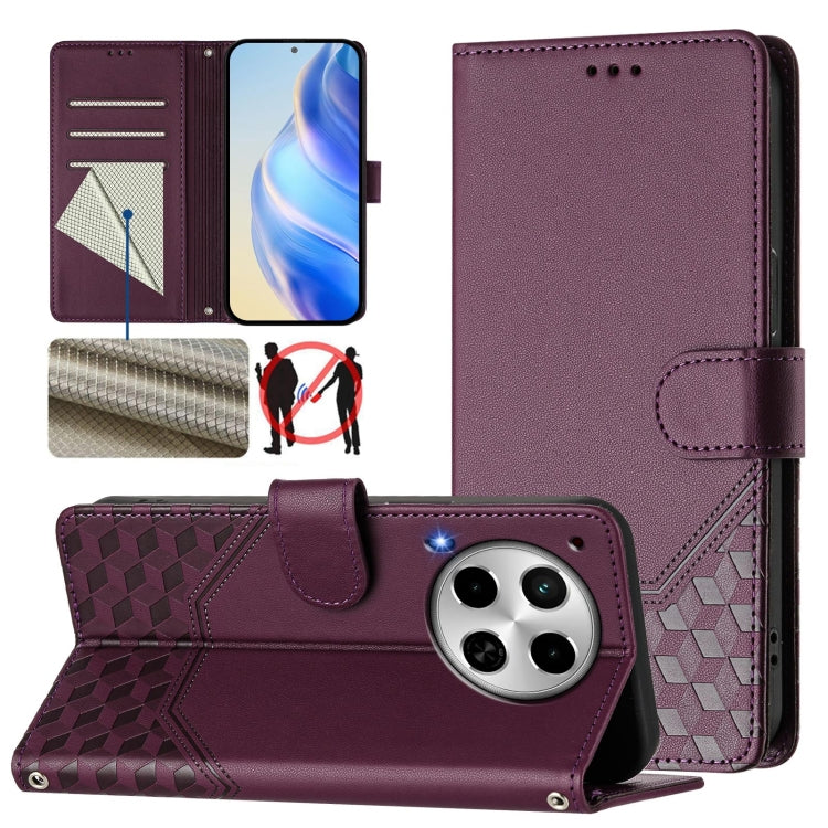 Honeycomb Embossing RFID Leather Phone Case, For Tecno Pova 6 4G, For Tecno Pova 6 5G / 6 Pro 5G, For Tecno Camon 30 Pro 5G, For Tecno Camon 30 5G / 4G, For Tecno Spark 20 Pro+ 4G, For Tecno Spark Go 2024 4G, For Tecno Pova 5 Pro 5G, For Tecno Pova Neo 3