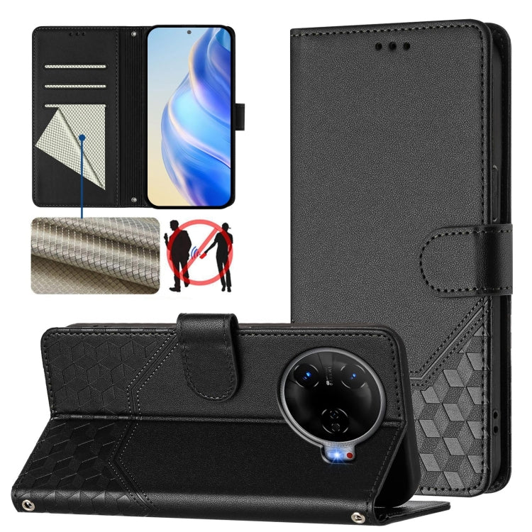 Honeycomb Embossing RFID Leather Phone Case, For Tecno Pova 6 4G, For Tecno Pova 6 5G / 6 Pro 5G, For Tecno Camon 30 Pro 5G, For Tecno Camon 30 5G / 4G, For Tecno Spark 20 Pro+ 4G, For Tecno Spark Go 2024 4G, For Tecno Pova 5 Pro 5G, For Tecno Pova Neo 3