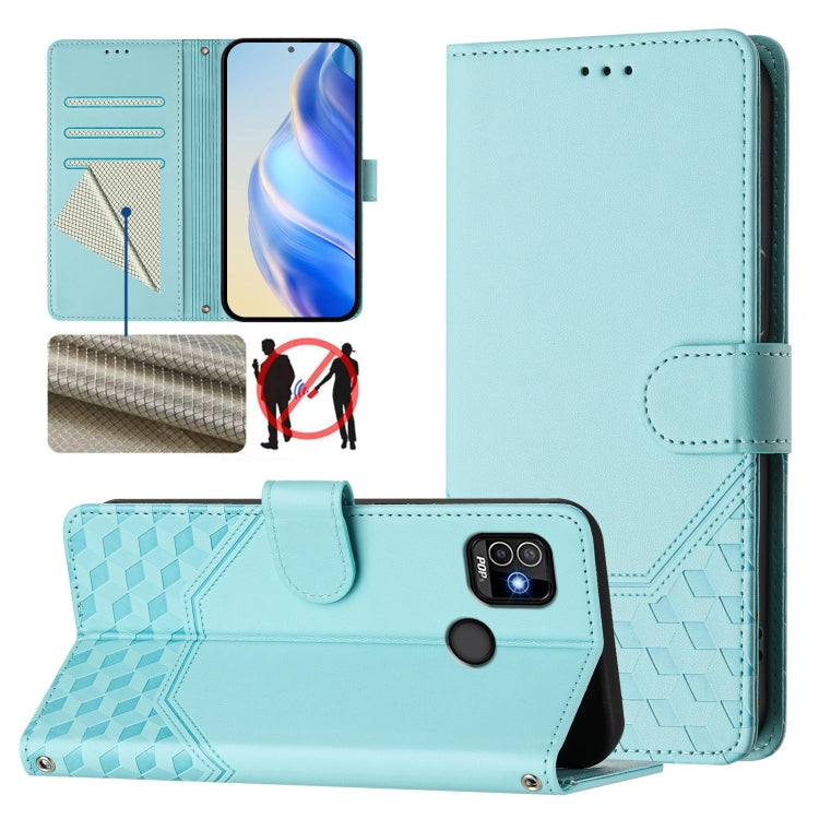 Honeycomb Embossing RFID Leather Phone Case, For Tecno Pova 3, For Tecno Pop 5, For Tecno Spark 7P, For Tecno Spark 7 / Spark 7T, For Tecno Camon 15 / 15 Air, For Tecno Spark Go 2021