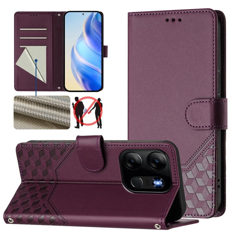 Honeycomb Embossing RFID Leather Phone Case, For Tecno Pova 5, For Tecno Camon 20 Premier 5G, For Tecno Camon 20 Pro 5G, For Tecno Camon 20 / Camon 20 Pro 4G, For Tecno Pop 7 / Pop 7 Pro, For Tecno Spark Go 2023 /  Infinix Smart 7, For Tecno Spark 10 5...