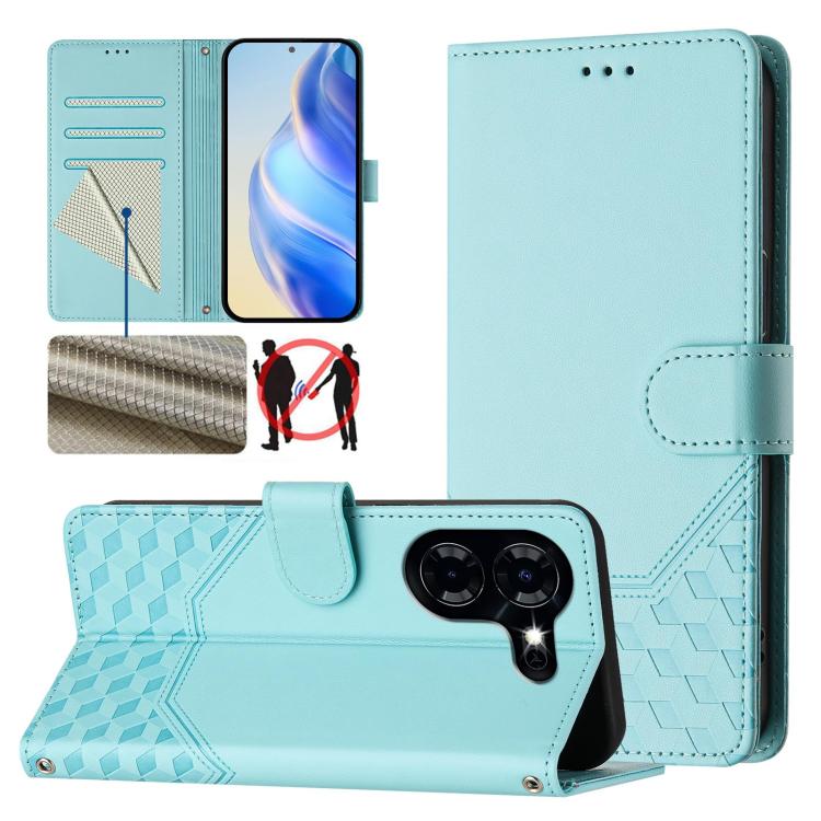 Honeycomb Embossing RFID Leather Phone Case, For Tecno Pova 5, For Tecno Camon 20 Premier 5G, For Tecno Camon 20 Pro 5G, For Tecno Camon 20 / Camon 20 Pro 4G, For Tecno Pop 7 / Pop 7 Pro, For Tecno Spark Go 2023 /  Infinix Smart 7, For Tecno Spark 10 5...