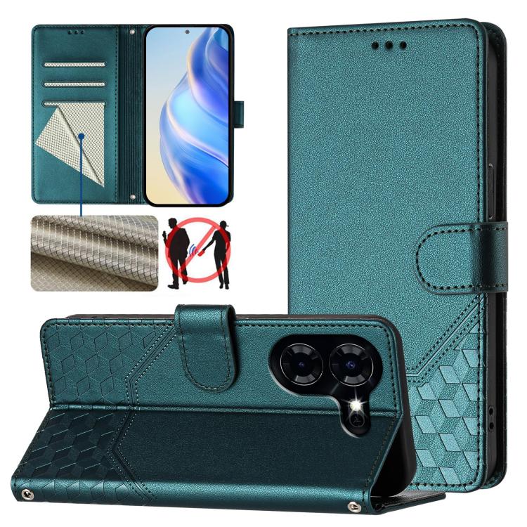 Honeycomb Embossing RFID Leather Phone Case, For Tecno Pova 5, For Tecno Camon 20 Premier 5G, For Tecno Camon 20 Pro 5G, For Tecno Camon 20 / Camon 20 Pro 4G, For Tecno Pop 7 / Pop 7 Pro, For Tecno Spark Go 2023 /  Infinix Smart 7, For Tecno Spark 10 5...
