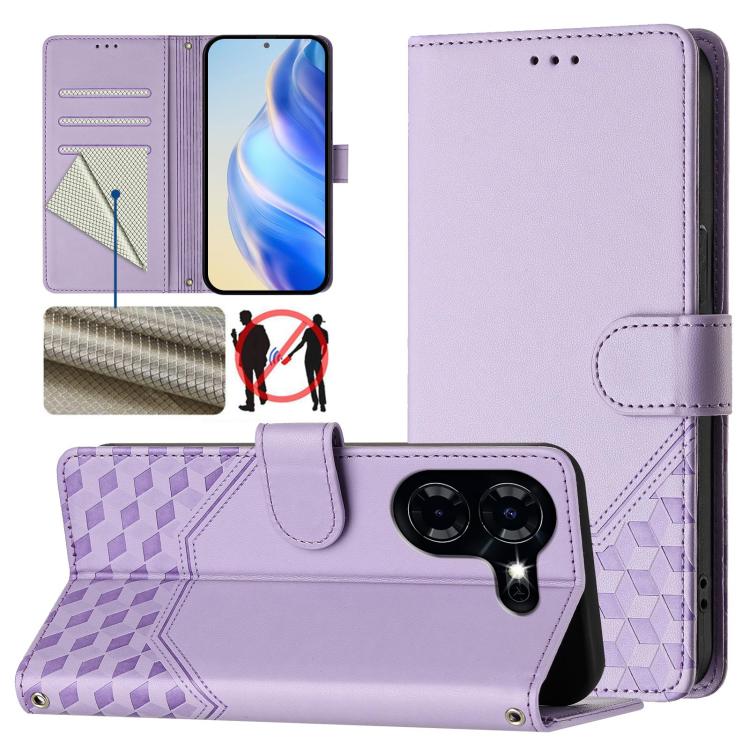 Honeycomb Embossing RFID Leather Phone Case, For Tecno Pova 5, For Tecno Camon 20 Premier 5G, For Tecno Camon 20 Pro 5G, For Tecno Camon 20 / Camon 20 Pro 4G, For Tecno Pop 7 / Pop 7 Pro, For Tecno Spark Go 2023 /  Infinix Smart 7, For Tecno Spark 10 5...