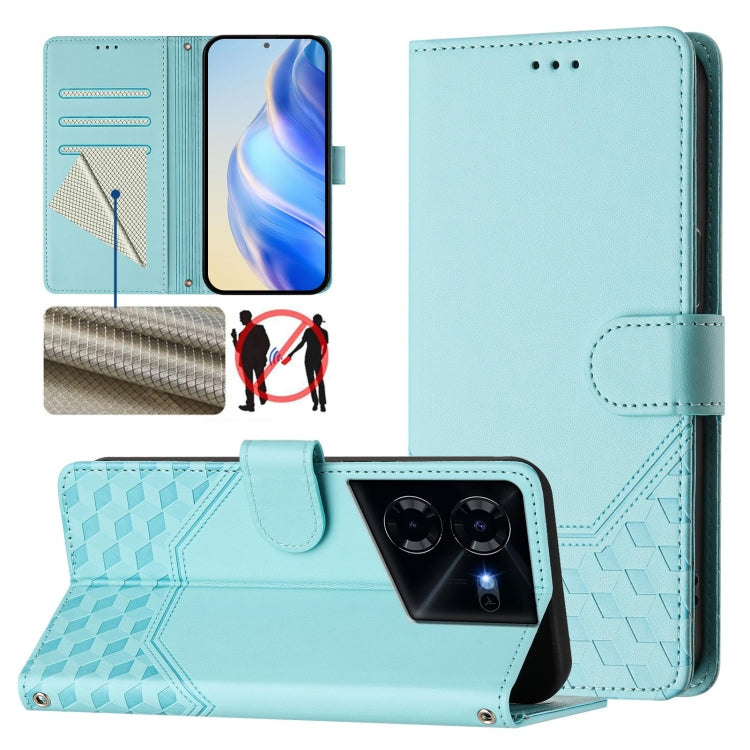Honeycomb Embossing RFID Leather Phone Case, For Tecno Pova 6 4G, For Tecno Pova 6 5G / 6 Pro 5G, For Tecno Camon 30 Pro 5G, For Tecno Camon 30 5G / 4G, For Tecno Spark 20 Pro+ 4G, For Tecno Spark Go 2024 4G, For Tecno Pova 5 Pro 5G, For Tecno Pova Neo 3