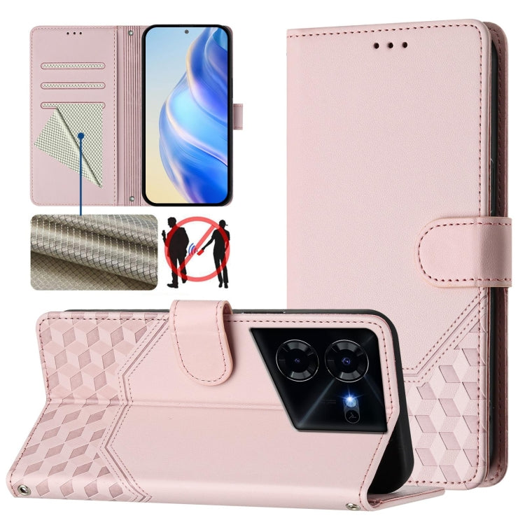 Honeycomb Embossing RFID Leather Phone Case, For Tecno Pova 6 4G, For Tecno Pova 6 5G / 6 Pro 5G, For Tecno Camon 30 Pro 5G, For Tecno Camon 30 5G / 4G, For Tecno Spark 20 Pro+ 4G, For Tecno Spark Go 2024 4G, For Tecno Pova 5 Pro 5G, For Tecno Pova Neo 3