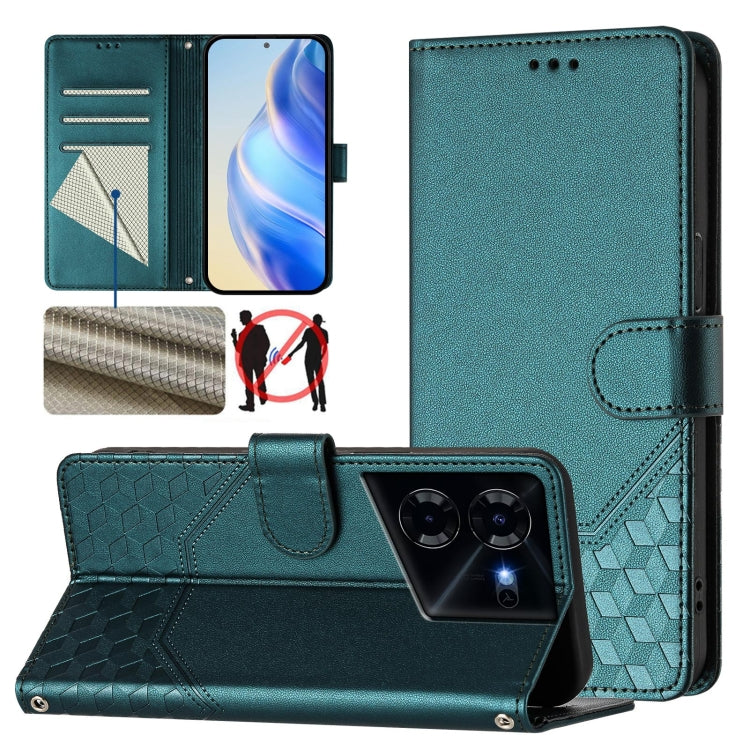 Honeycomb Embossing RFID Leather Phone Case, For Tecno Pova 6 4G, For Tecno Pova 6 5G / 6 Pro 5G, For Tecno Camon 30 Pro 5G, For Tecno Camon 30 5G / 4G, For Tecno Spark 20 Pro+ 4G, For Tecno Spark Go 2024 4G, For Tecno Pova 5 Pro 5G, For Tecno Pova Neo 3