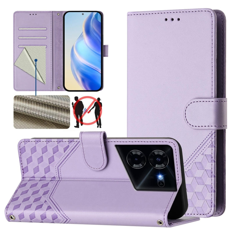 Honeycomb Embossing RFID Leather Phone Case, For Tecno Pova 6 4G, For Tecno Pova 6 5G / 6 Pro 5G, For Tecno Camon 30 Pro 5G, For Tecno Camon 30 5G / 4G, For Tecno Spark 20 Pro+ 4G, For Tecno Spark Go 2024 4G, For Tecno Pova 5 Pro 5G, For Tecno Pova Neo 3