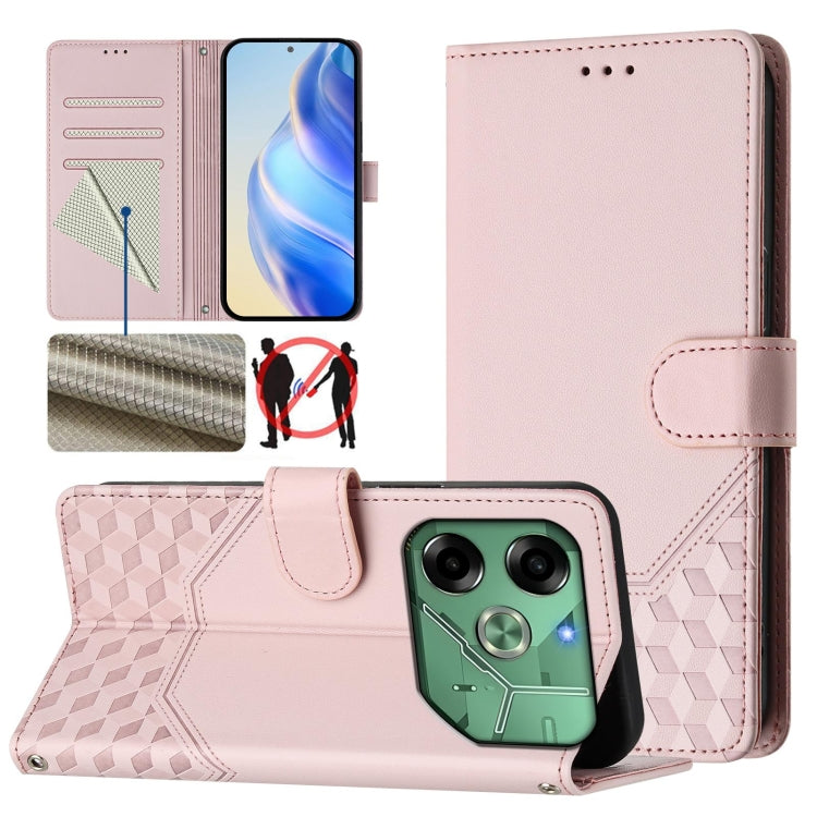 Honeycomb Embossing RFID Leather Phone Case, For Tecno Pova 6 4G, For Tecno Pova 6 5G / 6 Pro 5G, For Tecno Camon 30 Pro 5G, For Tecno Camon 30 5G / 4G, For Tecno Spark 20 Pro+ 4G, For Tecno Spark Go 2024 4G, For Tecno Pova 5 Pro 5G, For Tecno Pova Neo 3