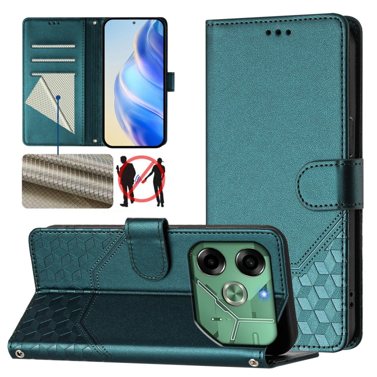 Honeycomb Embossing RFID Leather Phone Case, For Tecno Pova 6 4G, For Tecno Pova 6 5G / 6 Pro 5G, For Tecno Camon 30 Pro 5G, For Tecno Camon 30 5G / 4G, For Tecno Spark 20 Pro+ 4G, For Tecno Spark Go 2024 4G, For Tecno Pova 5 Pro 5G, For Tecno Pova Neo 3