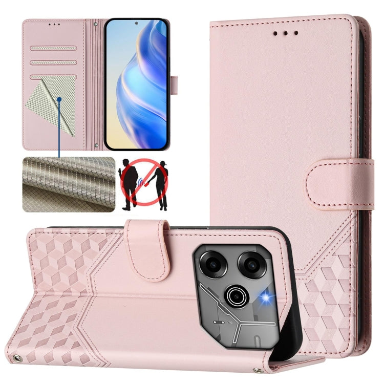 Honeycomb Embossing RFID Leather Phone Case, For Tecno Pova 6 4G, For Tecno Pova 6 5G / 6 Pro 5G, For Tecno Camon 30 Pro 5G, For Tecno Camon 30 5G / 4G, For Tecno Spark 20 Pro+ 4G, For Tecno Spark Go 2024 4G, For Tecno Pova 5 Pro 5G, For Tecno Pova Neo 3