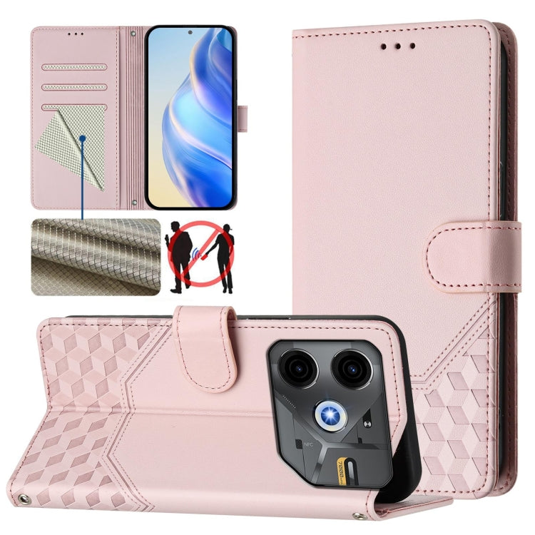 Honeycomb Embossing RFID Leather Phone Case, For Tecno Spark 30 5G, For Tecno Spark Go 1 / Spark Go 2025, For Tecno Spark 30C, For Tecno Spark 20 Pro 5G, For Tecno Pop 6C, For Tecno Spark 10 Pro Magic Magenta, For Tecno Camon 30 Premier 5G             ...