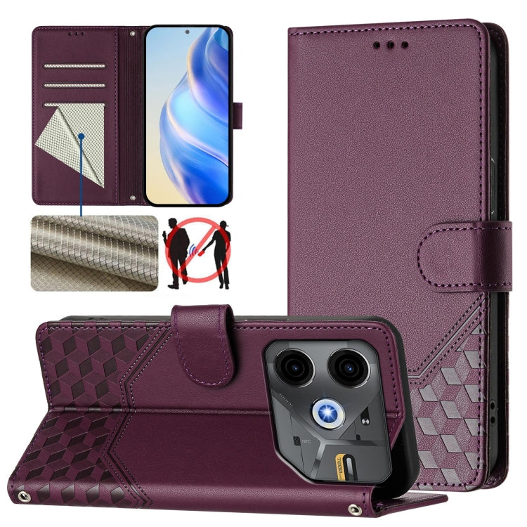 Honeycomb Embossing RFID Leather Phone Case, For Tecno Spark 30 5G, For Tecno Spark Go 1 / Spark Go 2025, For Tecno Spark 30C, For Tecno Spark 20 Pro 5G, For Tecno Pop 6C, For Tecno Spark 10 Pro Magic Magenta, For Tecno Camon 30 Premier 5G             ...