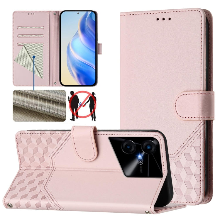 Honeycomb Embossing RFID Leather Phone Case, For Tecno Pova 6 4G, For Tecno Pova 6 5G / 6 Pro 5G, For Tecno Camon 30 Pro 5G, For Tecno Camon 30 5G / 4G, For Tecno Spark 20 Pro+ 4G, For Tecno Spark Go 2024 4G, For Tecno Pova 5 Pro 5G, For Tecno Pova Neo 3