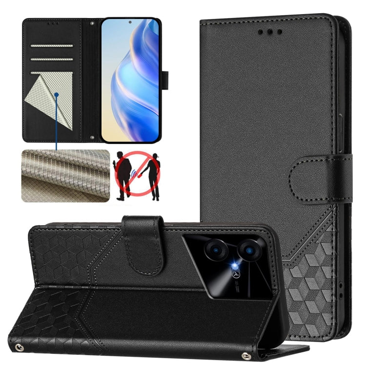 Honeycomb Embossing RFID Leather Phone Case, For Tecno Pova 6 4G, For Tecno Pova 6 5G / 6 Pro 5G, For Tecno Camon 30 Pro 5G, For Tecno Camon 30 5G / 4G, For Tecno Spark 20 Pro+ 4G, For Tecno Spark Go 2024 4G, For Tecno Pova 5 Pro 5G, For Tecno Pova Neo 3