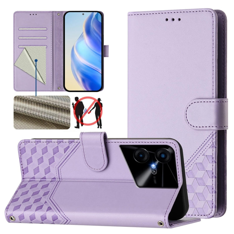 Honeycomb Embossing RFID Leather Phone Case, For Tecno Pova 6 4G, For Tecno Pova 6 5G / 6 Pro 5G, For Tecno Camon 30 Pro 5G, For Tecno Camon 30 5G / 4G, For Tecno Spark 20 Pro+ 4G, For Tecno Spark Go 2024 4G, For Tecno Pova 5 Pro 5G, For Tecno Pova Neo 3