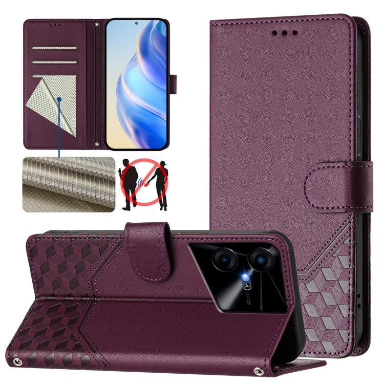 Honeycomb Embossing RFID Leather Phone Case, For Tecno Pova 6 4G, For Tecno Pova 6 5G / 6 Pro 5G, For Tecno Camon 30 Pro 5G, For Tecno Camon 30 5G / 4G, For Tecno Spark 20 Pro+ 4G, For Tecno Spark Go 2024 4G, For Tecno Pova 5 Pro 5G, For Tecno Pova Neo 3