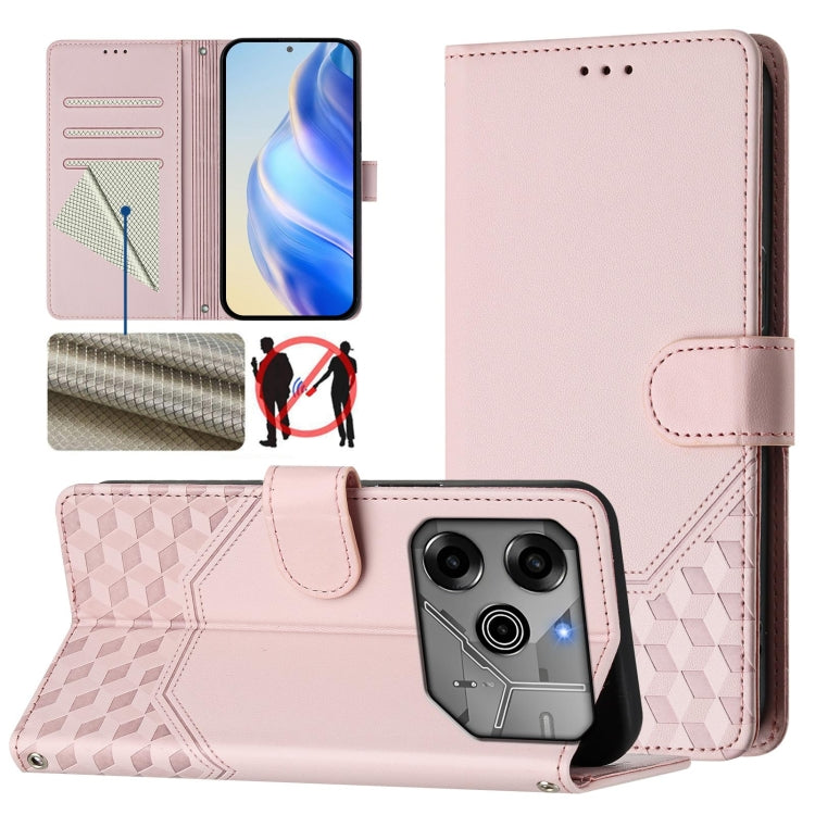 Honeycomb Embossing RFID Leather Phone Case, For Tecno Pova 3, For Tecno Pop 5, For Tecno Spark 7P, For Tecno Spark 7 / Spark 7T, For Tecno Camon 15 / 15 Air, For Tecno Spark Go 2021