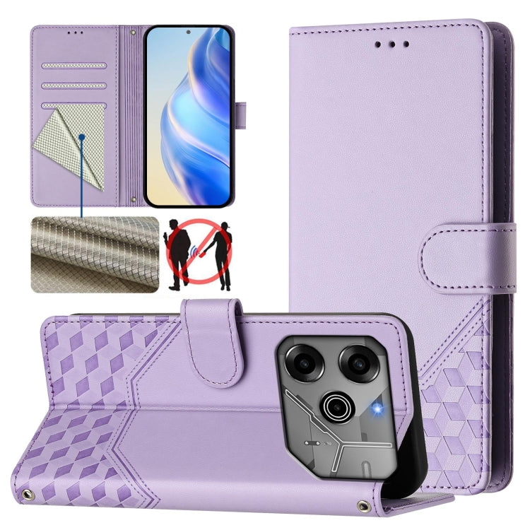 Honeycomb Embossing RFID Leather Phone Case, For Tecno Pova 3, For Tecno Pop 5, For Tecno Spark 7P, For Tecno Spark 7 / Spark 7T, For Tecno Camon 15 / 15 Air, For Tecno Spark Go 2021