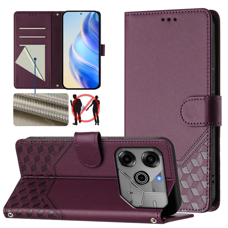 Honeycomb Embossing RFID Leather Phone Case, For Tecno Pova 3, For Tecno Pop 5, For Tecno Spark 7P, For Tecno Spark 7 / Spark 7T, For Tecno Camon 15 / 15 Air, For Tecno Spark Go 2021