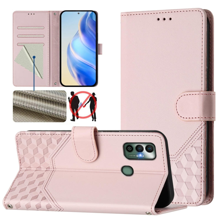 Honeycomb Embossing RFID Leather Phone Case, For Tecno Pova 3, For Tecno Pop 5, For Tecno Spark 7P, For Tecno Spark 7 / Spark 7T, For Tecno Camon 15 / 15 Air, For Tecno Spark Go 2021