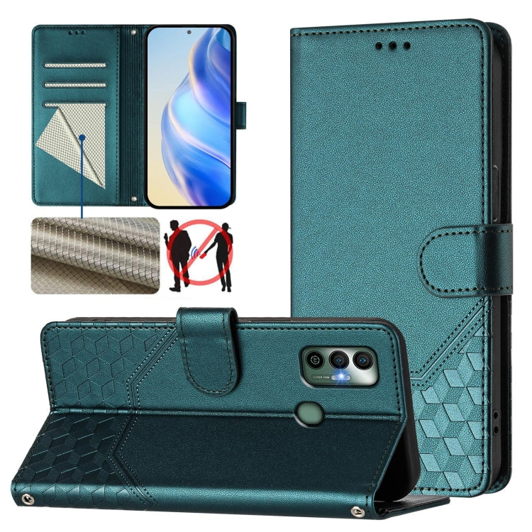 Honeycomb Embossing RFID Leather Phone Case, For Tecno Pova 3, For Tecno Pop 5, For Tecno Spark 7P, For Tecno Spark 7 / Spark 7T, For Tecno Camon 15 / 15 Air, For Tecno Spark Go 2021