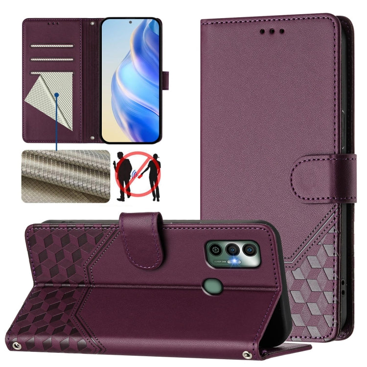 Honeycomb Embossing RFID Leather Phone Case, For Tecno Pova 3, For Tecno Pop 5, For Tecno Spark 7P, For Tecno Spark 7 / Spark 7T, For Tecno Camon 15 / 15 Air, For Tecno Spark Go 2021