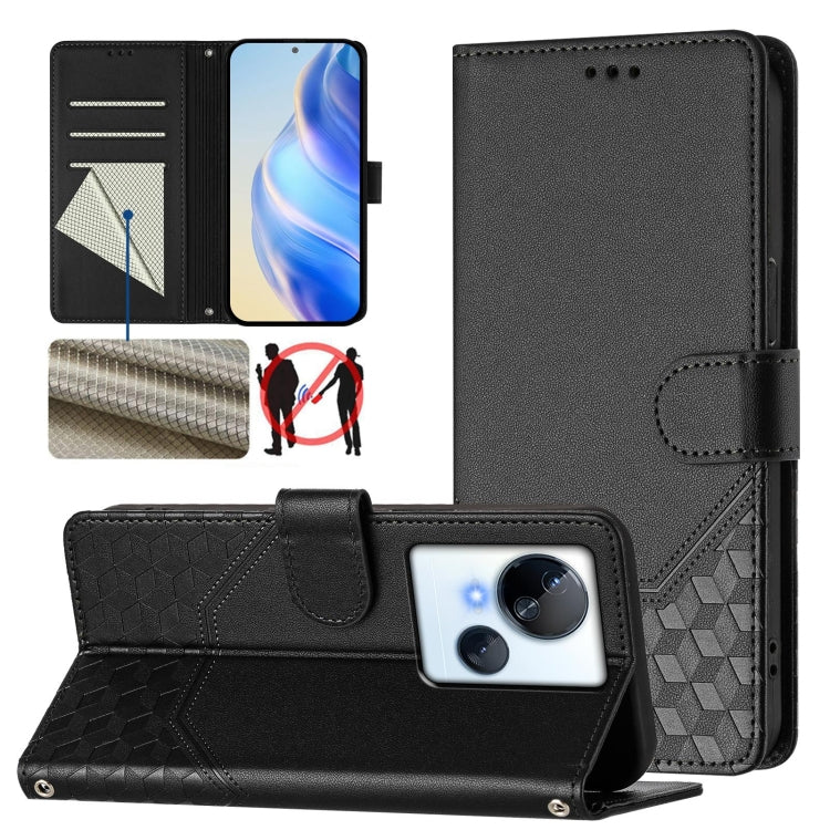 Honeycomb Embossing RFID Leather Phone Case, For Tecno Pova 5, For Tecno Camon 20 Premier 5G, For Tecno Camon 20 Pro 5G, For Tecno Camon 20 / Camon 20 Pro 4G, For Tecno Pop 7 / Pop 7 Pro, For Tecno Spark Go 2023 /  Infinix Smart 7, For Tecno Spark 10 5...