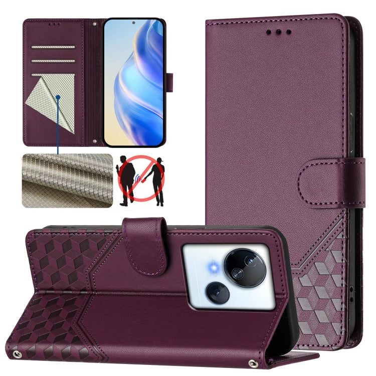 Honeycomb Embossing RFID Leather Phone Case, For Tecno Pova 5, For Tecno Camon 20 Premier 5G, For Tecno Camon 20 Pro 5G, For Tecno Camon 20 / Camon 20 Pro 4G, For Tecno Pop 7 / Pop 7 Pro, For Tecno Spark Go 2023 /  Infinix Smart 7, For Tecno Spark 10 5...