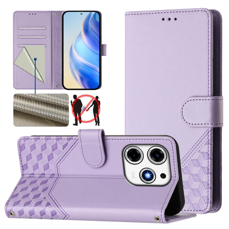 Honeycomb Embossing RFID Leather Phone Case, For Tecno Spark 30 5G, For Tecno Spark Go 1 / Spark Go 2025, For Tecno Spark 30C, For Tecno Spark 20 Pro 5G, For Tecno Pop 6C, For Tecno Spark 10 Pro Magic Magenta, For Tecno Camon 30 Premier 5G             ...